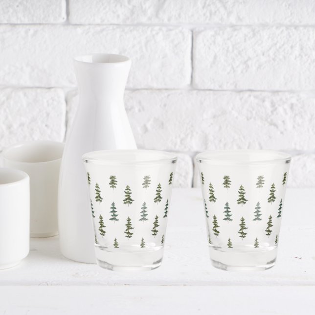 Copo De Shot Trendy Winter | Padrão da árvore de Natal (Criador carregado)