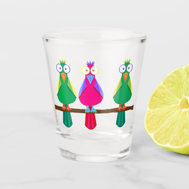 Copo De Shot Três papagaios de grande olhos (Frente)