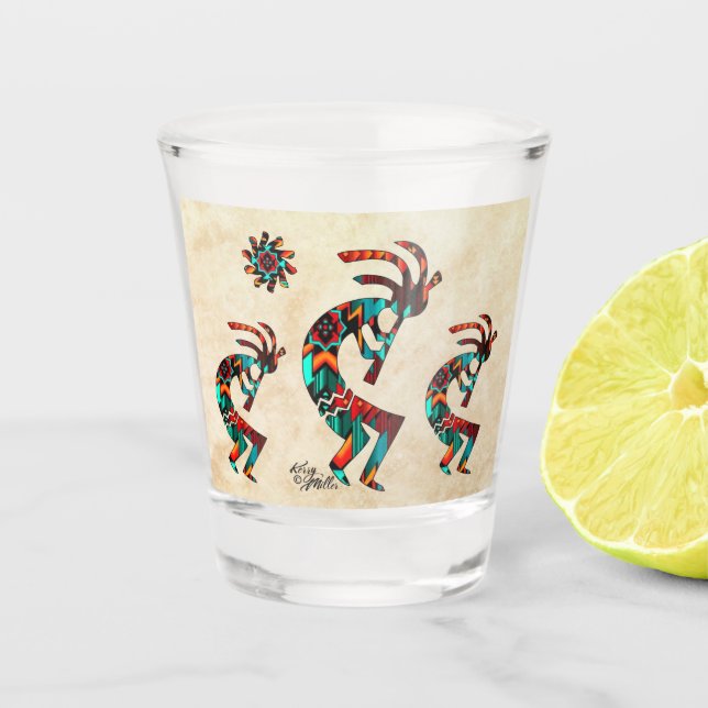 Copo De Shot Três Southwest Kokopelli E Sun Shot glass (Frente)