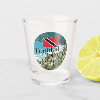 Copo De Shot "Trinidad e Tobago Est. Praia de 1962" com Bandeir