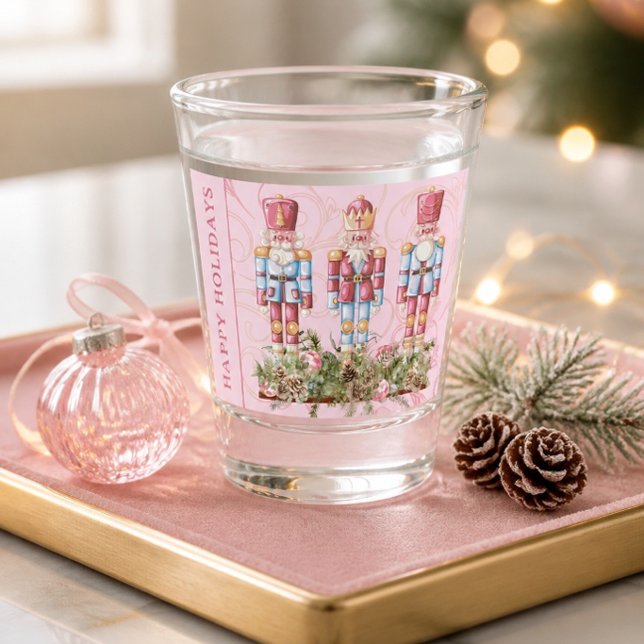 Copo De Shot Trio de quebra-nozes de Natal rosa (Criador carregado)