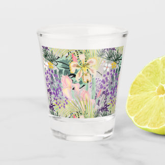 Copo De Shot Tropical pattern with orchids.