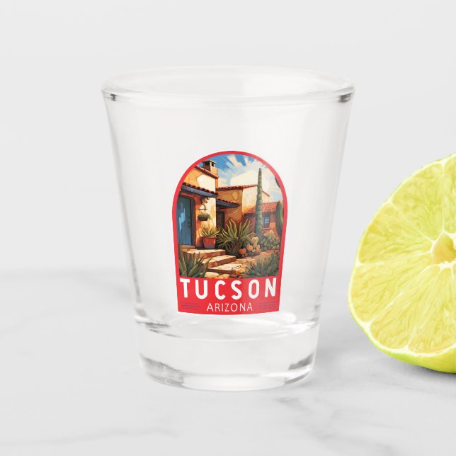Copo De Shot Tucson Arizona Viagem de Arte Emblem (Frente)