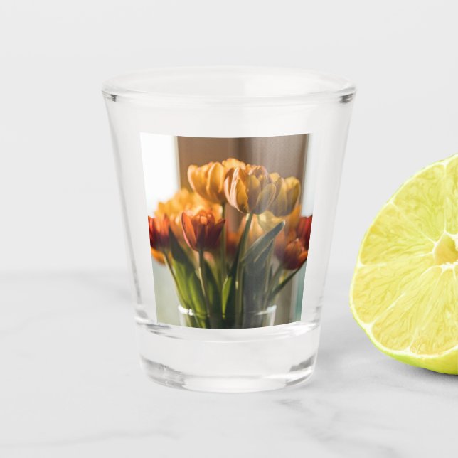 Copo De Shot Tulips Orange Flowers (Frente)