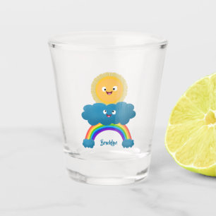 Copo De Shot Um desenho animado da nuvem-arco-íris, uma nuvem