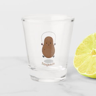 Copo De Shot Um desenho animado de corda de batata feliz