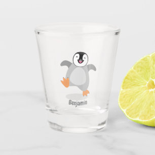 Copo De Shot Um desenho animado de pintinho de pinguim feliz e