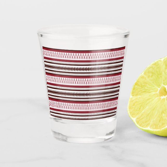 Copo De Shot um padrão listrado vermelho e branco (Frente)