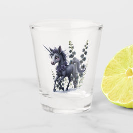 Copo De Shot unicórnio estilizado em esplendor floral.
