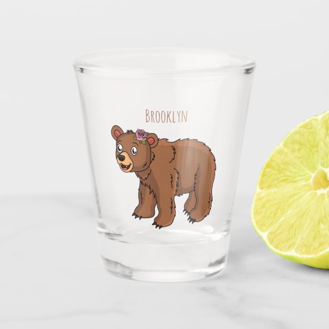 Copo De Shot Urso bonito com ilustração de desenho animado de f (Frente)