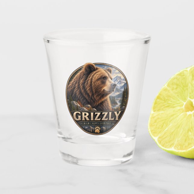 Copo De Shot Urso Cinzento - Selvagem Americano (Frente)