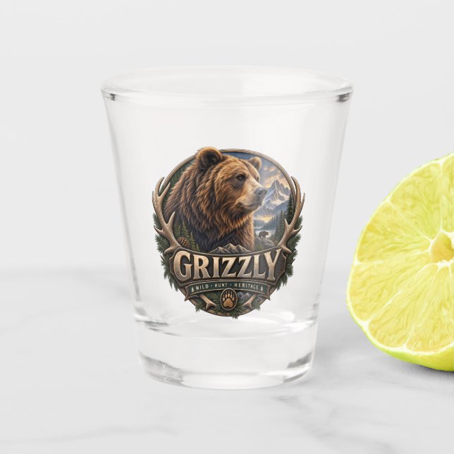 Copo De Shot Urso Cinzento - Selvagem Americano (Frente)