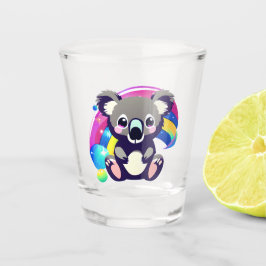 Copo De Shot Urso Coala Fofo e Arco-íris