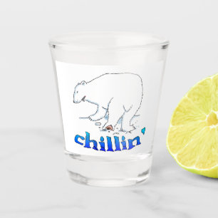 Copo De Shot Urso Polar, Colar o Vidro Branco