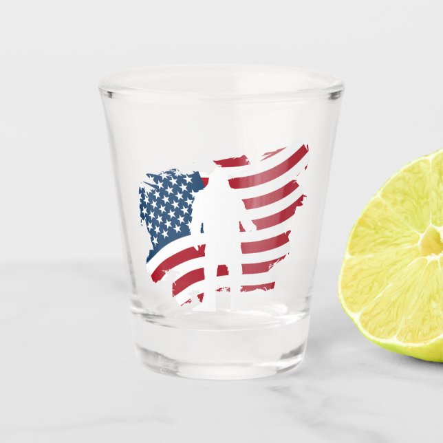 Copo De Shot USA American Flag Bigfoot Whiskey Shot Glass (Frente)