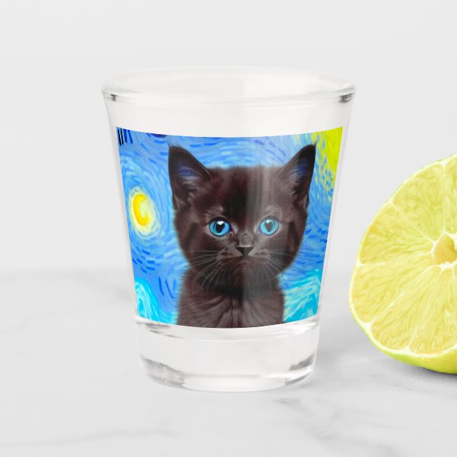 Copo De Shot Van Gogh Starry Night Black (Frente)