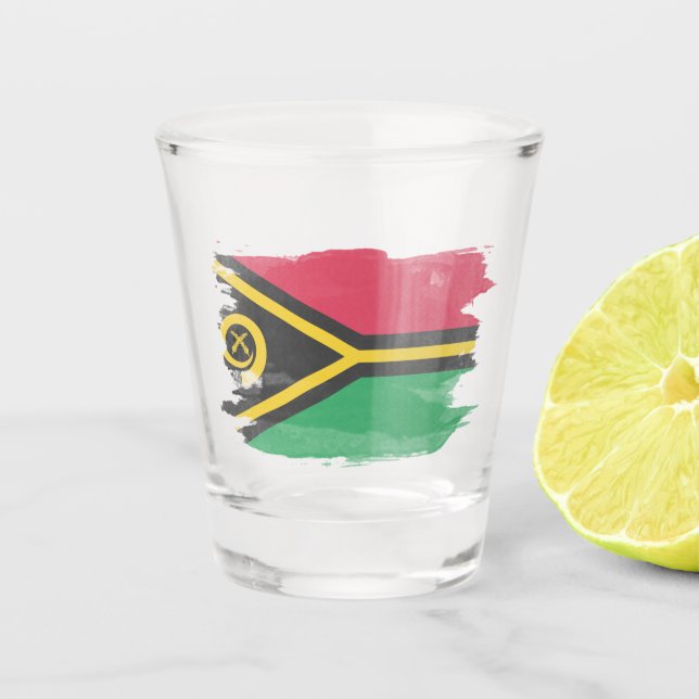 Copo De Shot Vanuatu flag brush stroke, national flag (Frente)