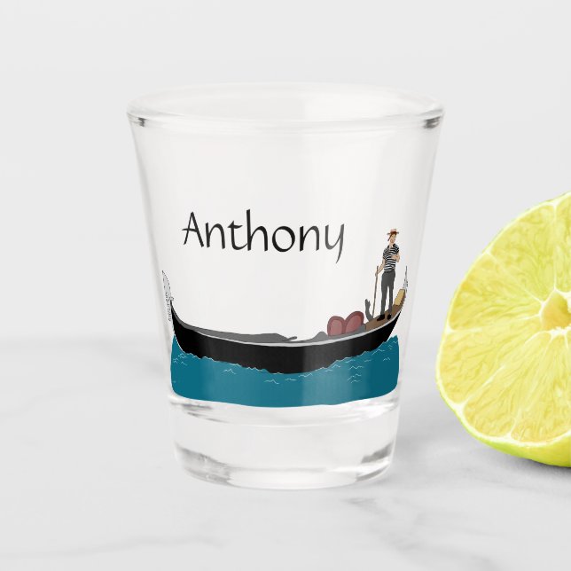 Copo De Shot Veneza, Itália Gondola e Gondolier Viagem Themed (Frente)