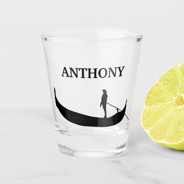 Copo De Shot Venice Gondola Silhouette Black Personalizada (Frente)