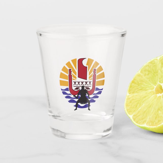 Copo De Shot Verre à Shot Transparent – Drapeau Polynésien 🇵🇫 (Frente)