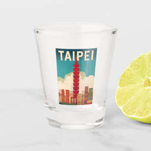 Copo De Shot Viagens vintage Taipei 101 Gráfico Retroativo de T