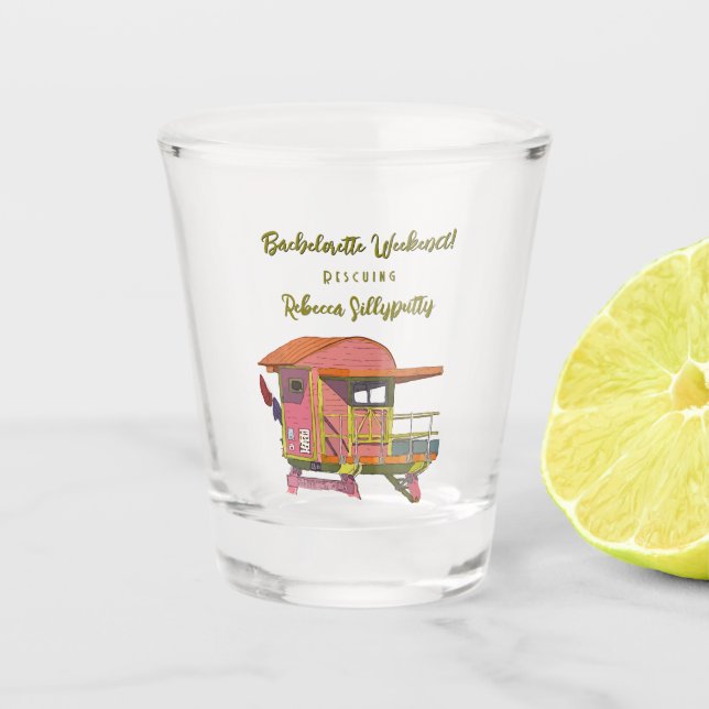Copo De Shot Vibrações de salva-vidas rosa em fim de semana de  (Frente)