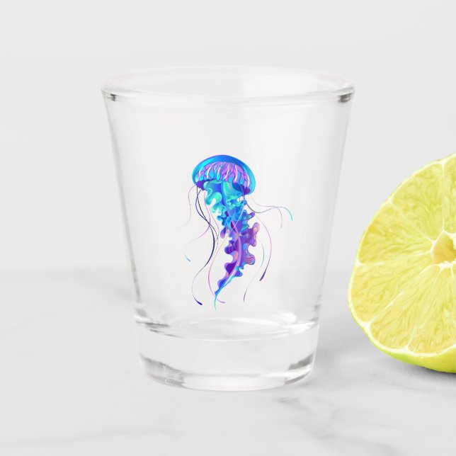 Copo De Shot Vibrant Color Glowing Jellyfish (Frente)