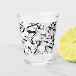 Copo De Shot Vidro a quente em preto e branco