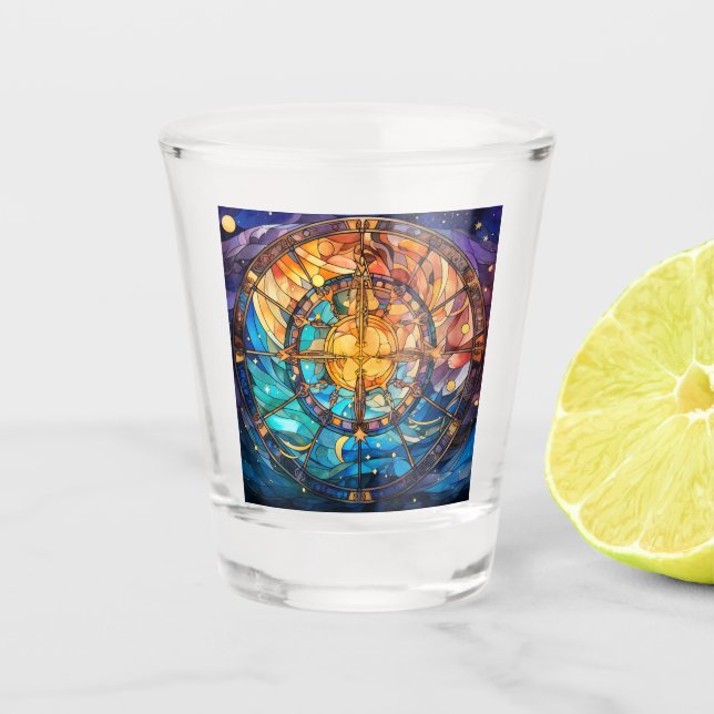 Copo De Shot Vidro Atirado Celestial (Frente)