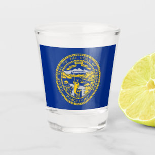 Copo De Shot Vidro baleado patriótico com bandeira de Nebraska