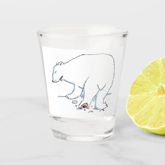Copo De Shot Vidro branco de Urso Polar (Frente)