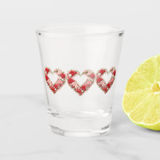Copo De Shot Vidro com Padrão de Coração Floral