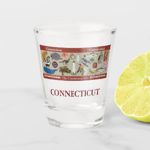 Copo De Shot Vidro Comemorativo do Estado de Connecticut