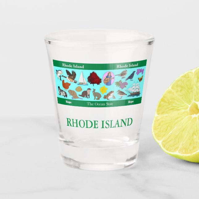 Copo De Shot Vidro Comemorativo do Estado de Rhode Island (Frente)