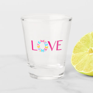 Copo De Shot Vidro de Amor e Borboletas