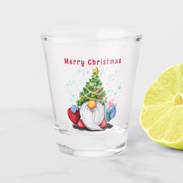 Copo De Shot Vidro De Atirado De Gnomo De Natal (Frente)