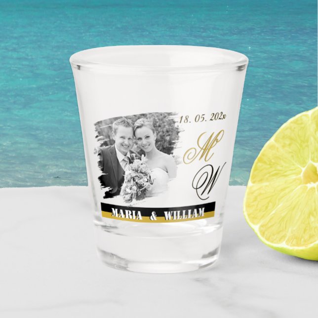 Copo De Shot Vidro de Foto Personalizado de Casamento, Aniversá (Criador carregado)