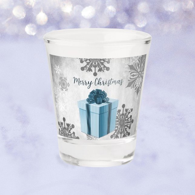 Copo De Shot Vidro de Natal Azul para Feriado de Presente (Blue Christmas Gift Holiday Shot Glass)