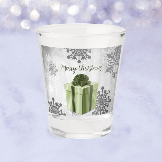 Copo De Shot Vidro de Natal Verde com Feriado de Presente (Green Christmas Gift Holiday Shot Glass)