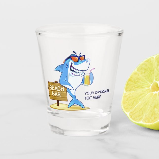 Copo De Shot Vidro de texto personalizado de Shark (Frente)