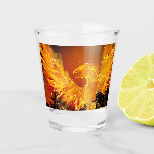 Copo De Shot Vidro de tiro de Phoenix em vôo (Frente)