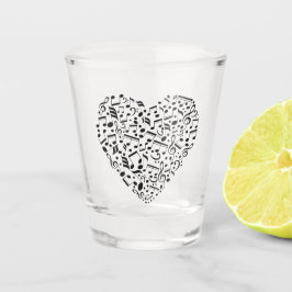 Copo De Shot Vidro de tiro musical do coração