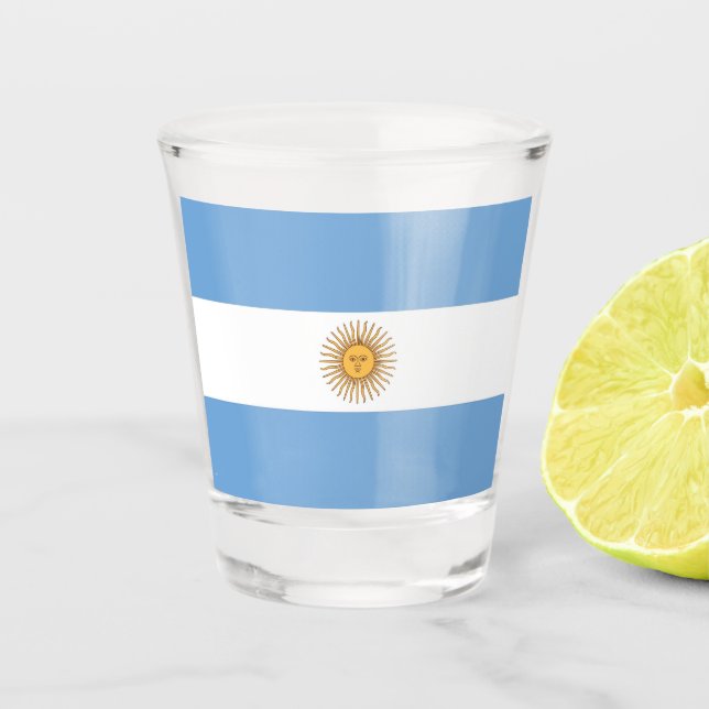 Copo De Shot Vidro de tiro Patriótico com bandeira da Argentina (Frente)