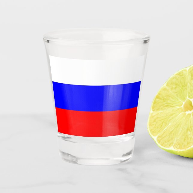 Copo De Shot Vidro de tiro Patriótico com bandeira da Rússia (Frente)