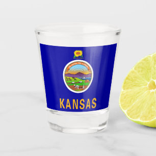 Copo De Shot Vidro de tiro patriótico com bandeira de Kansas