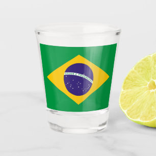 Copo De Shot Vidro de tiro Patriótico com bandeira do Brasil