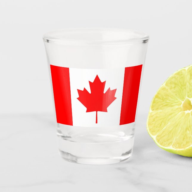 Copo De Shot Vidro de tiro Patriótico com bandeira do Canadá (Frente)