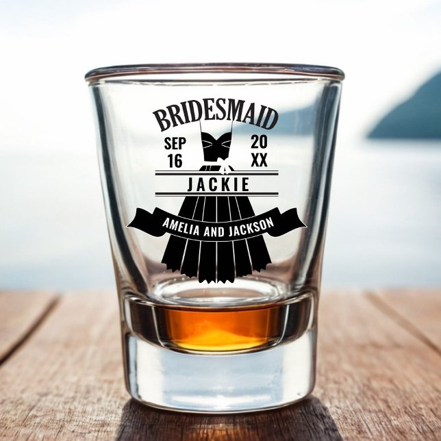 Copo De Shot Vidro De Vestido Personalizado Da Bridesmaid Para  (Bridesmaid Dress Custom Wedding Shot Glass Gift)