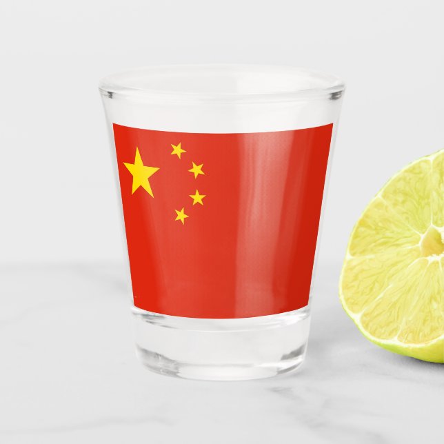 Copo De Shot Vidro disparado patriótico com bandeira da China (Frente)