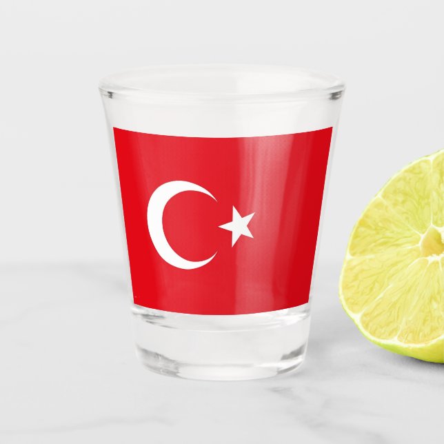 Copo De Shot Vidro disparado patriótico com bandeira da Turquia (Frente)